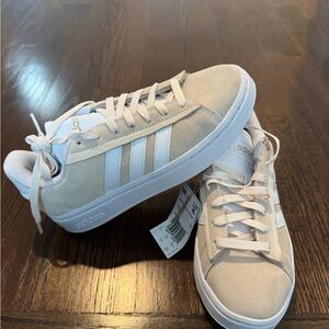Adidas Light Tan Suede Sneakers with White Accents
